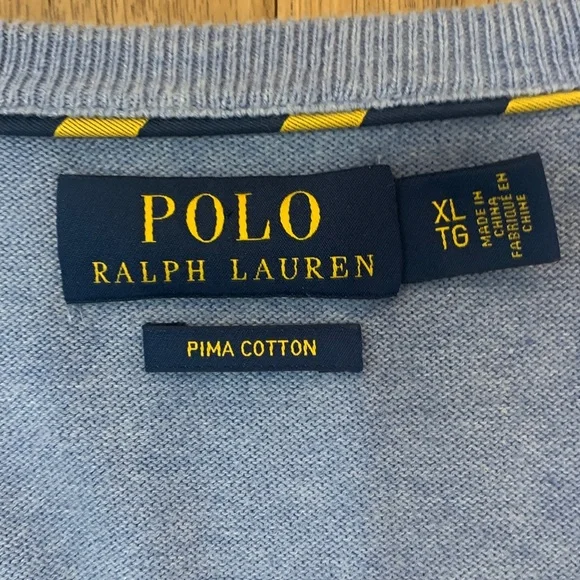 Ralph Lauren Mens V neck Sweater Light Blue Size XL - Picture 4 of 7